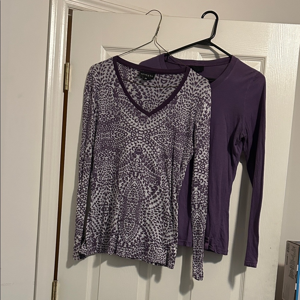 Athleta Purple Patterned Long Sleeve Top